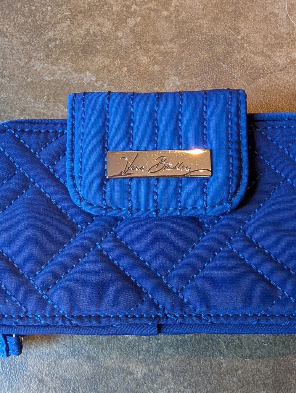 Vera Bradley Quilted Royal Blue Wristlet Wallet - Picture 1 of 7